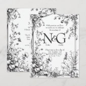 Rustieke Botanica, Zwart & Wit Hand getekend Kaart (Voorkant / Achterkant)