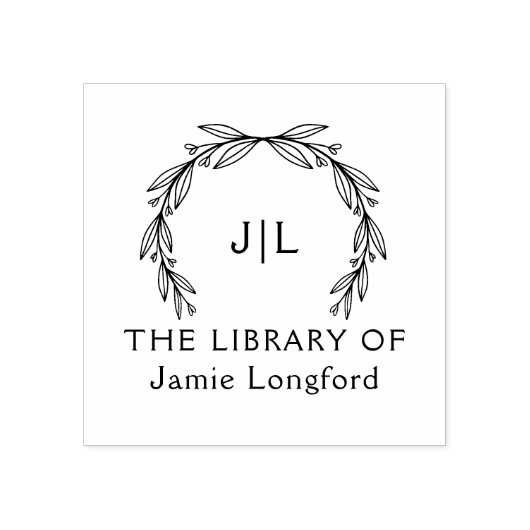 Rustieke Botanische Aangepaste Naam Initialen Bibl Rubberstempel (Afrduk)