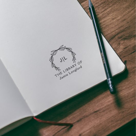 Rustieke Botanische Aangepaste Naam Initialen Bibl Rubberstempel