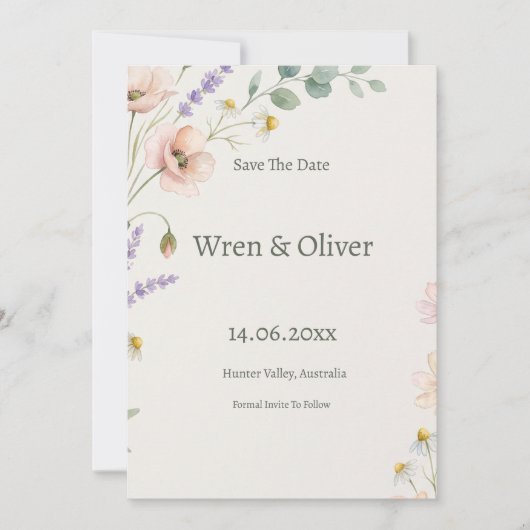 Rustieke Botanische Bewaar de Datum Save The Date (Voorkant)