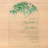Rustieke Botanische Bladeren Bruiloft Acryl Uitnodigingen (Voorkant)