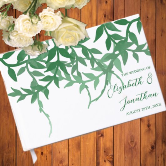 Rustieke Botanische Bladeren Bruiloft Gastenboek