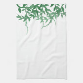 Rustieke Botanische Bladeren Bruiloft Theedoek (Verticaal)