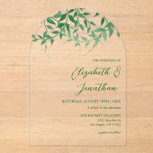 Rustieke Botanische Bladeren Huwelijk Acryl Uitnodigingen (Voorkant)