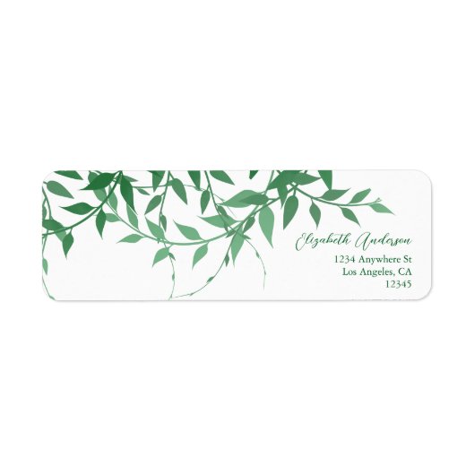 Rustieke Botanische Bladeren Huwelijk Etiket (Voorkant)