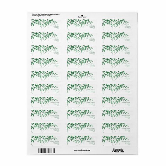 Rustieke Botanische Bladeren Huwelijk Etiket (Full Sheet)