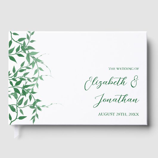 Rustieke Botanische Bladeren Huwelijk Gastenboek (Voorkant)