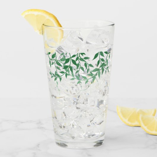 Rustieke Botanische Bladeren Huwelijk Glas (Voorkant ijs)