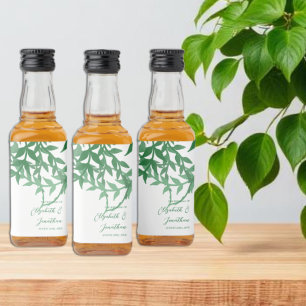 Rustieke Botanische Bladeren Huwelijk Likeurfles Etiket