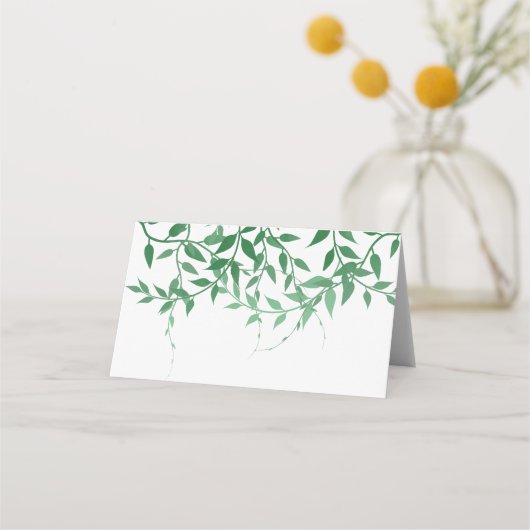Rustieke Botanische Bladeren Huwelijk Plaatskaartje (Achterkant)