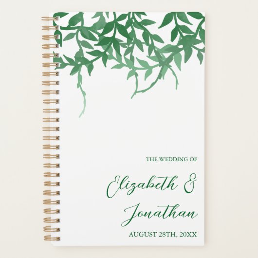 Rustieke Botanische Bladeren Huwelijk Planner (Voorkant)