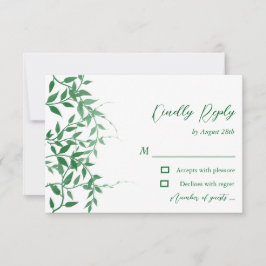Rustieke Botanische Bladeren Huwelijk RSVP Kaartje