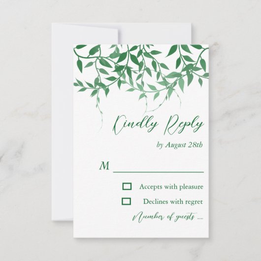Rustieke Botanische Bladeren Huwelijk RSVP Kaartje (Voorkant)