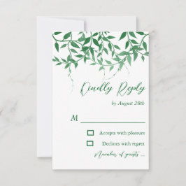 Rustieke Botanische Bladeren Huwelijk RSVP Kaartje