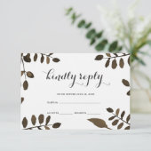 Rustieke Botanische Bladeren Huwelijk RSVP Kaartje (Staand voorkant)