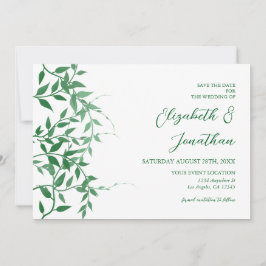 Rustieke Botanische Bladeren Huwelijk Save The Date