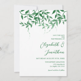 Rustieke Botanische Bladeren Huwelijk Save The Date
