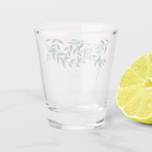 Rustieke Botanische Bladeren Huwelijk Shot Glas (Achterkant)
