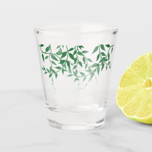 Rustieke Botanische Bladeren Huwelijk Shot Glas (Voorkant)