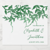 Rustieke Botanische Bladeren Huwelijk Sparkling Wijnetiket (Enkel label)