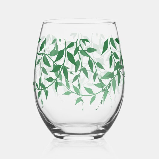 Rustieke Botanische Bladeren Huwelijk Wijnglas Zonder Voet (Voorkant)