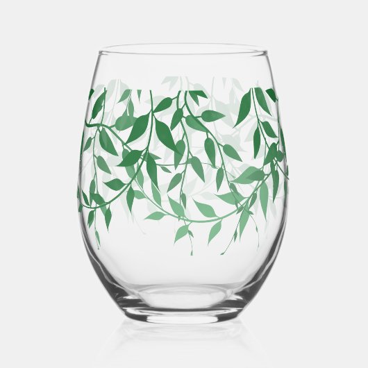 Rustieke Botanische Bladeren Huwelijk Wijnglas Zonder Voet (Achterkant)