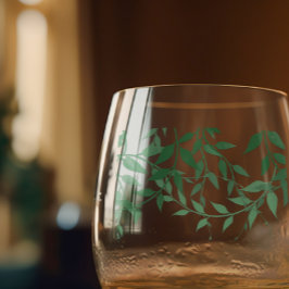 Rustieke Botanische Bladeren Huwelijk Wijnglas Zonder Voet