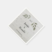 Rustieke botanische bladeren monogram bruiloft servet (Hoek)