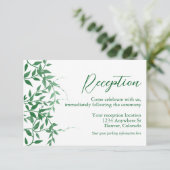 Rustieke Botanische Bladeren Trouwreceptie Informatiekaartje (Staand voorkant)