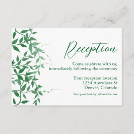 Rustieke Botanische Bladeren Trouwreceptie Informatiekaartje