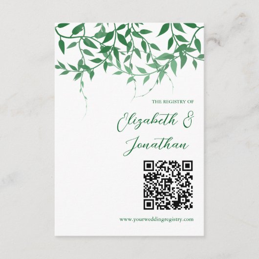Rustieke Botanische Bladeren Trouwregister Informatiekaartje (Voorkant)
