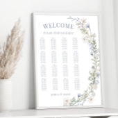 Rustieke botanische blauwe bloemenbruiloft zitgraf poster