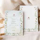 Rustieke botanische bloemen bijen bruiloft uitnodi kaart