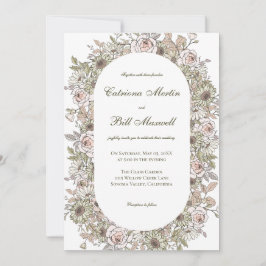 Rustieke Botanische Bloemen Huwelijksuitnodiging Kaart