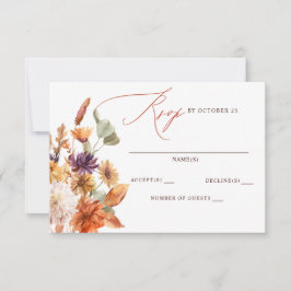 Rustieke Botanische Bloemige Terracotta Herfst Bru RSVP Kaartje