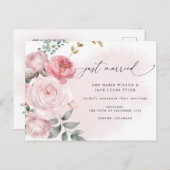 Rustieke Botanische Blush Bloemen Bruiloft Aankond Briefkaart (Voorkant / Achterkant)