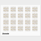 Rustieke Botanische Bruiloft Feest Aangepaste Papi Vierkante Sticker (Vel)