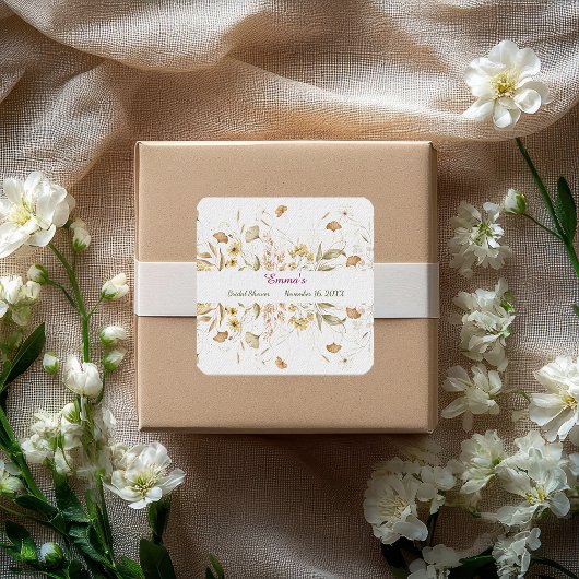 Rustieke Botanische Bruiloft Feest Aangepaste Papi Vierkante Sticker