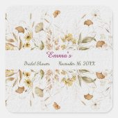 Rustieke Botanische Bruiloft Feest Customize Papie Vierkante Sticker (Voorkant)