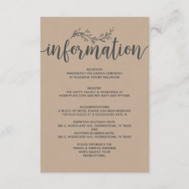Rustieke Botanische bruiloft informatie behuizing Informatiekaartje