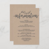 Rustieke Botanische bruiloft informatie behuizing Informatiekaartje (Voorkant / Achterkant)