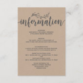 Rustieke Botanische bruiloft informatie behuizing Informatiekaartje (Voorkant)
