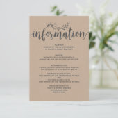 Rustieke Botanische bruiloft informatie behuizing Informatiekaartje (Staand voorkant)