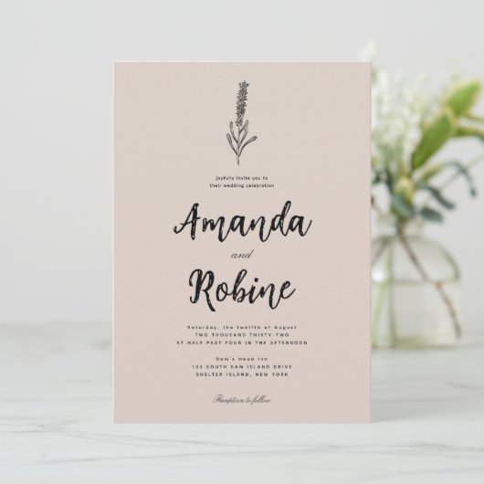 Rustieke Botanische bruiloft uitnodiging (Staand voorkant)