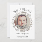 Rustieke Botanische Cirkel Foto Vrolijk Kerstfeest (Voorkant)