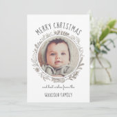 Rustieke Botanische Cirkel Foto Vrolijk Kerstfeest (Staand voorkant)