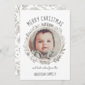 Rustieke Botanische Cirkel Foto Vrolijk Kerstfeest (Voorkant / Achterkant)