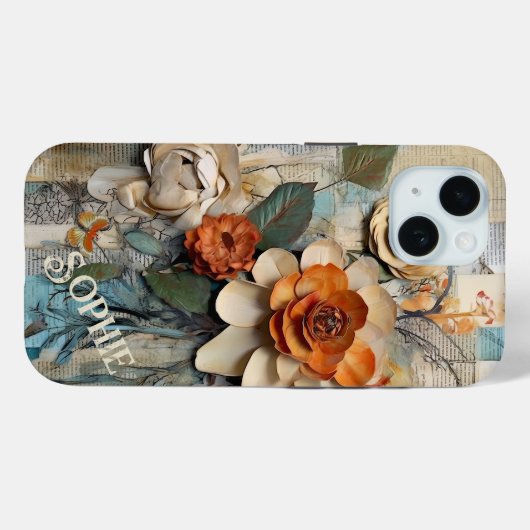 Rustieke  Botanische Collage Gepersonaliseerde Naa Case-Mate iPhone Case (Achterkant (horizontaal))