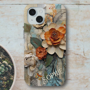 Rustieke  Botanische Collage Gepersonaliseerde Naa iPhone 15 Case
