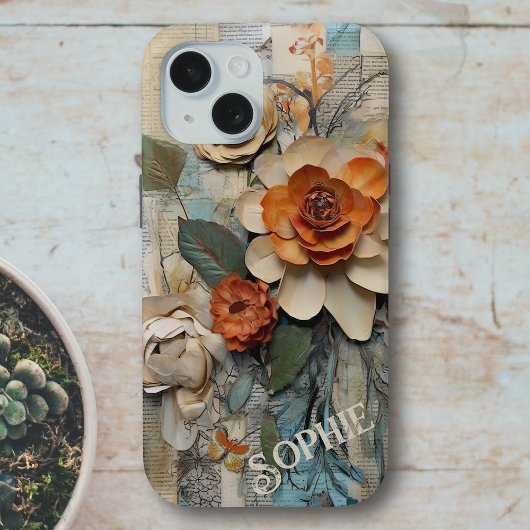Rustieke  Botanische Collage Gepersonaliseerde Naa Case-Mate iPhone Case